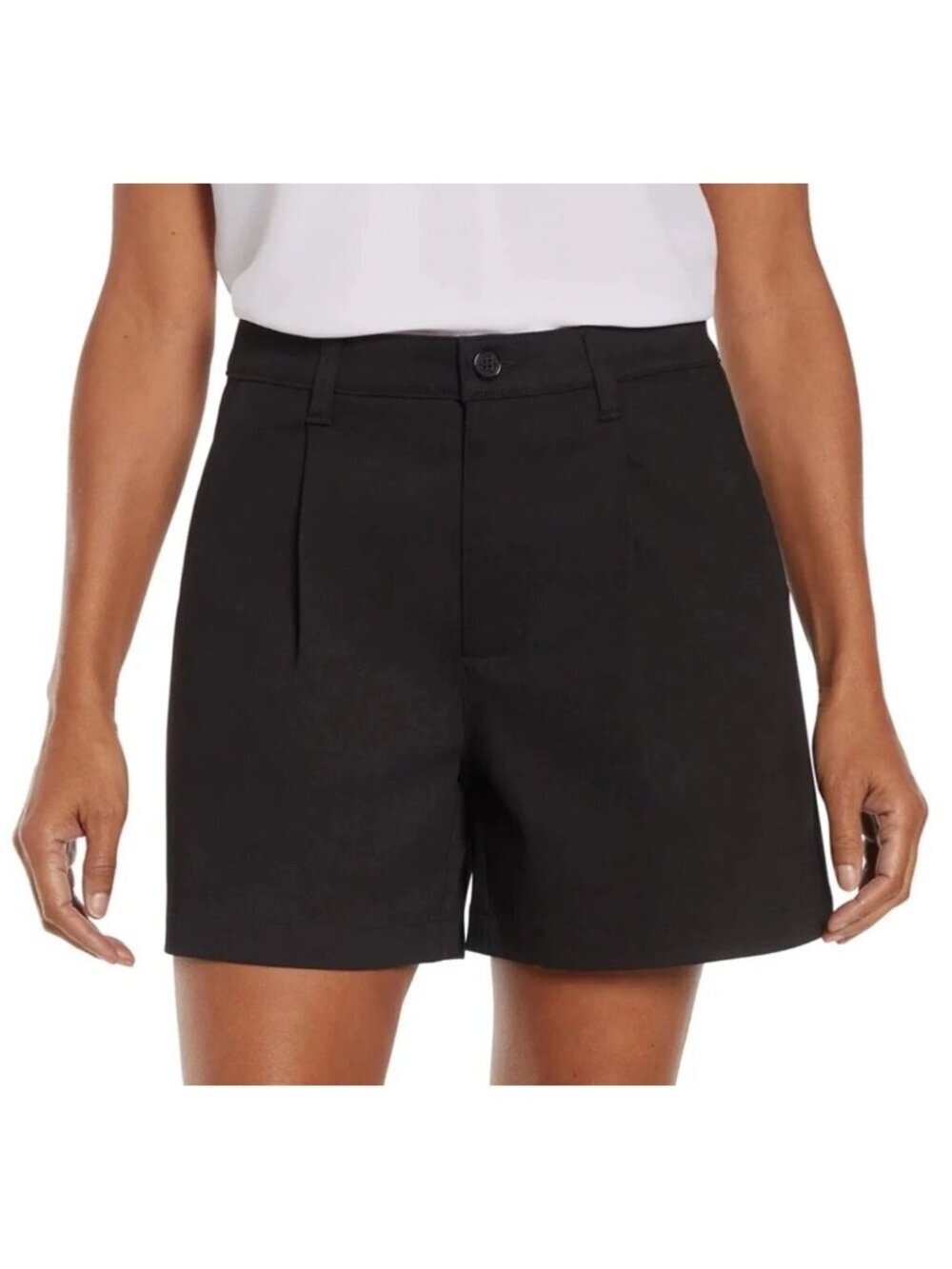 NWT Banana Republic Women's 14 Black Pleated Front Chino Shorts  J2098